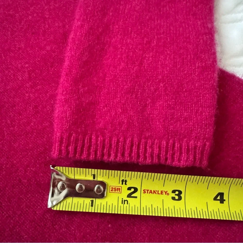 Adrienne Vittadini 100% Cashmere V-Neck Long Sleeve Pullover Sweater Pink Size L